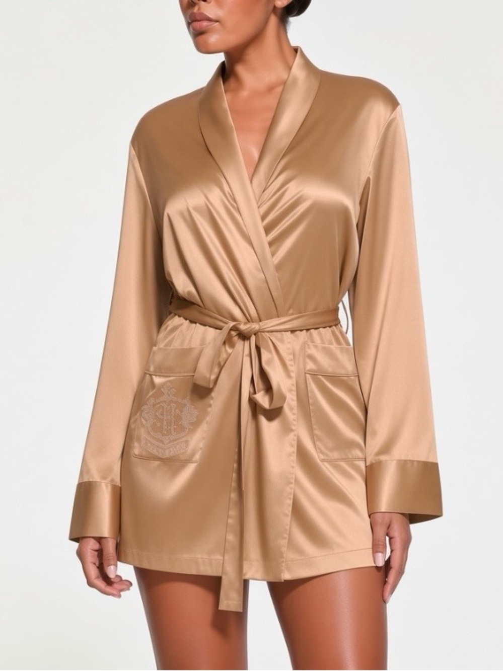 💛 SKIMS Satin Lounge Robe | Golden Satin | M | NWT 🏷️